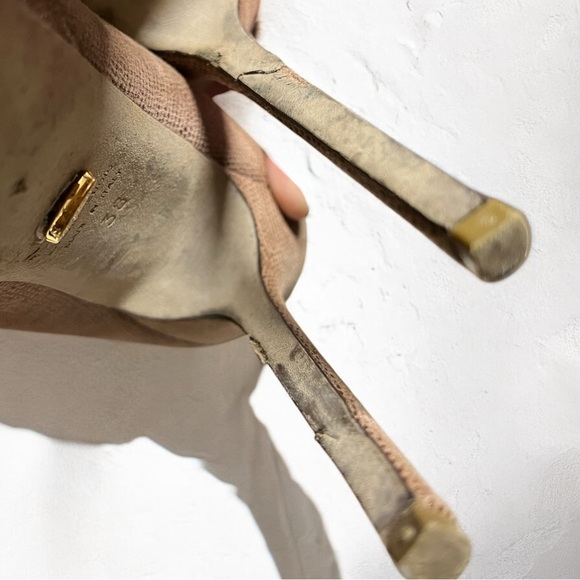 🌻Sergio Rossi Croc Embossed Nude Tan Platform Pump Heels Size 38 - Picture 10 of 10